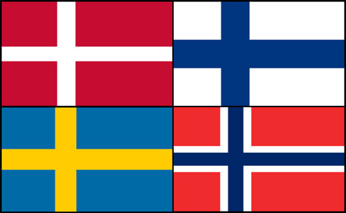 Denmark Finland Sweden Norway flags 2